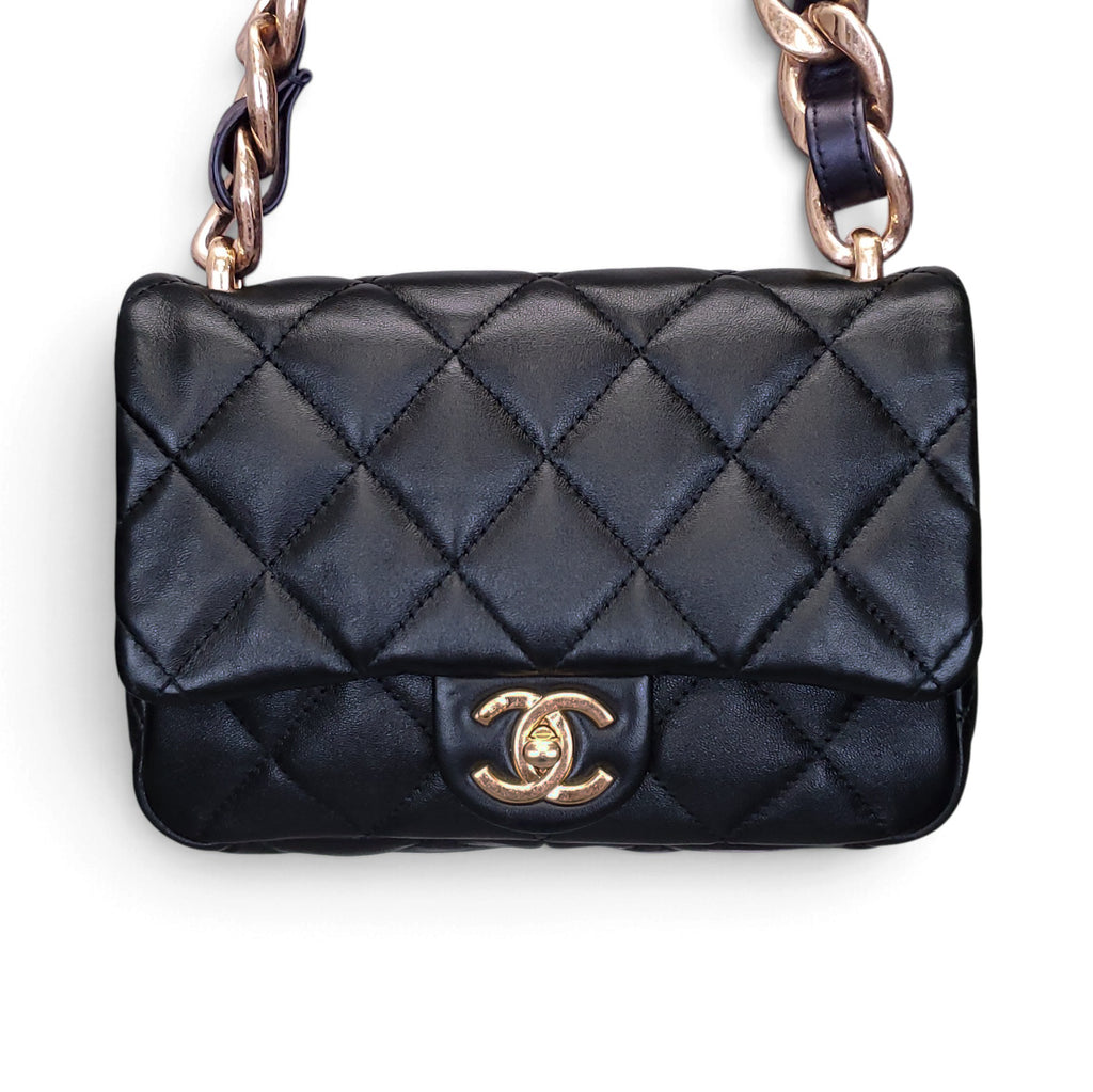 CHANEL BLACK SMALL FUNKY TOWN FLAP BAG