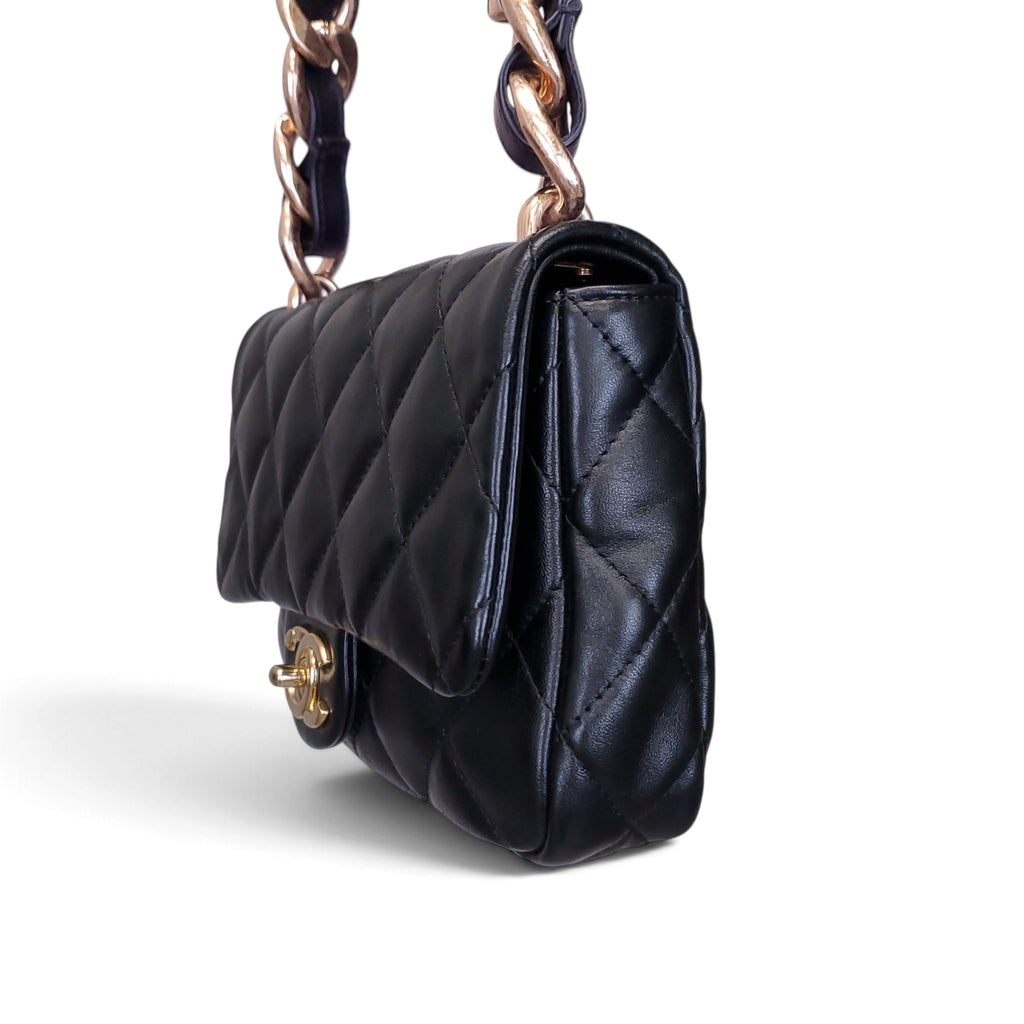 CHANEL BLACK SMALL FUNKY TOWN FLAP BAG