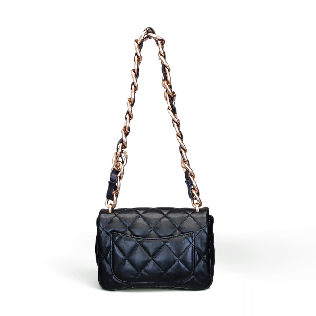 CHANEL BLACK SMALL FUNKY TOWN FLAP BAG