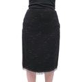 CHANEL BLACK TWEED CHAIN FRIGE TRIMMED SKIRT - SIZE 40