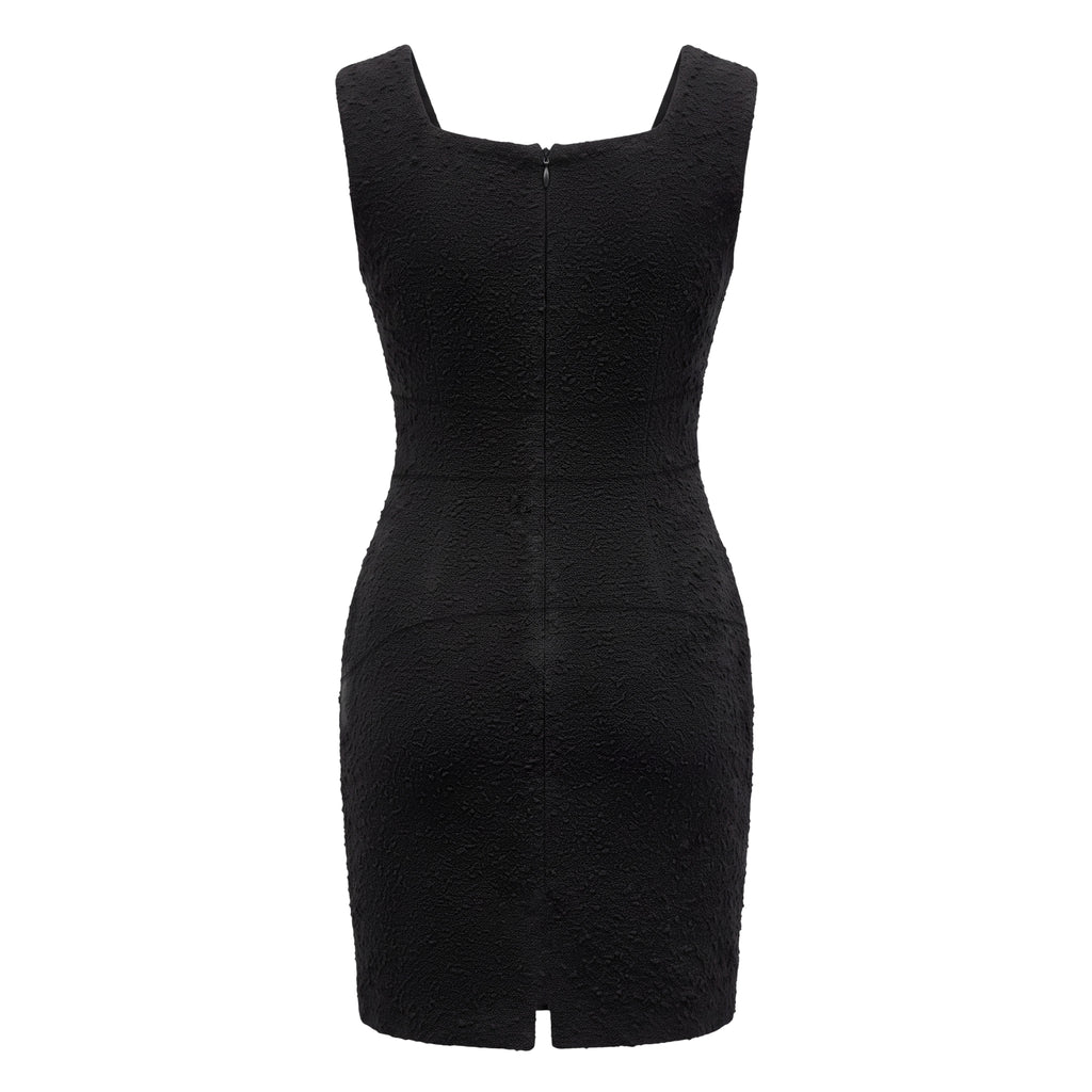 CHANEL BLACK TWEED DRESS - SIZE 44