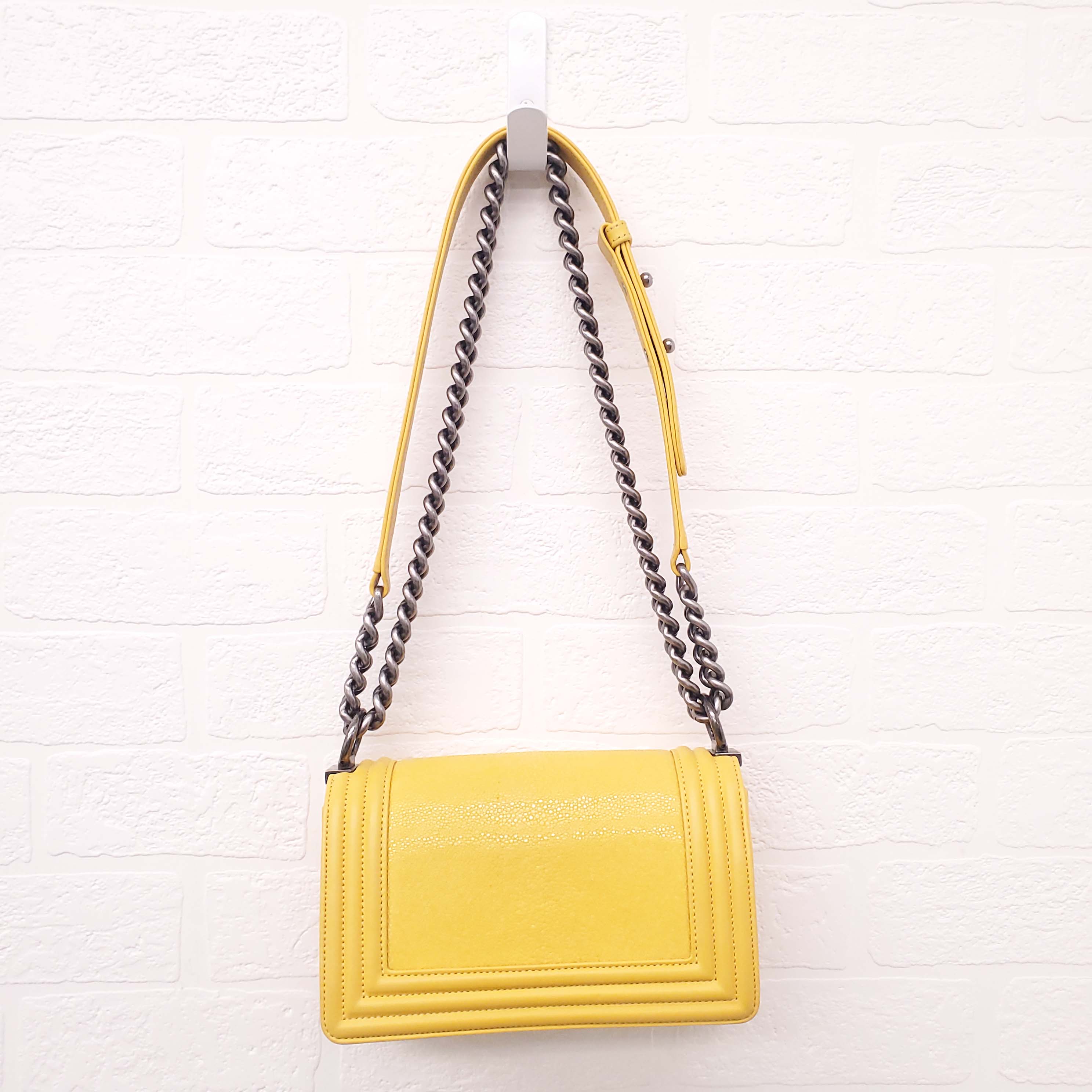 CHANEL BRIGHT YELLOW STINGRAY BOY BAG