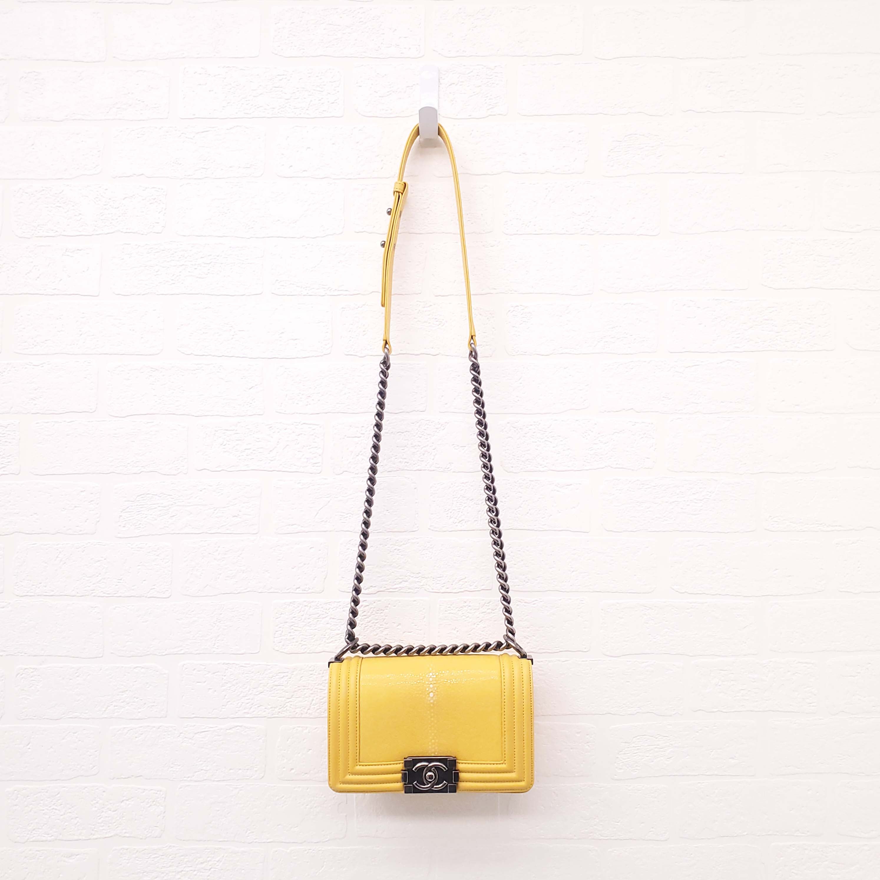 CHANEL BRIGHT YELLOW STINGRAY BOY BAG