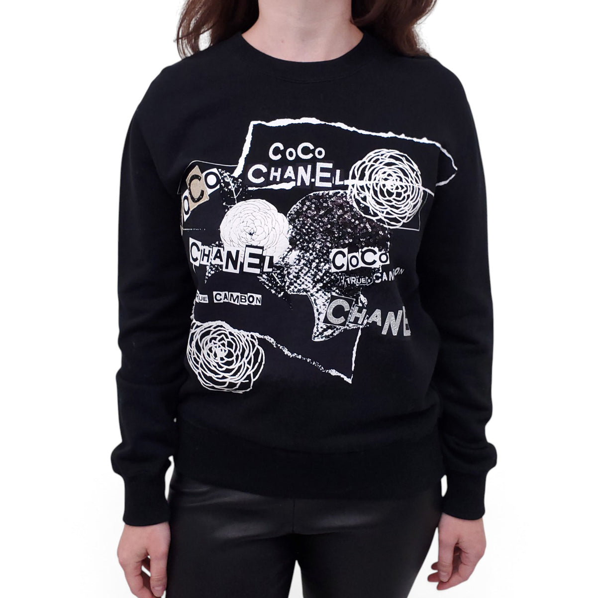 CHANEL GRAPHIC CREWNECK SWEATER - SIZE S