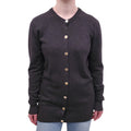 CHANEL GREY CASHMERE CARDIGAN WITH CHANEL GOLD LOGO BUTTONS - SIZE M