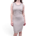 CHANEL GREY KNIT DRESS WITH BEADING DETAIL  - SIZE 34