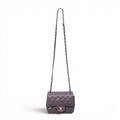 CHANEL GREY PATENT SQUARE FLAP BAG