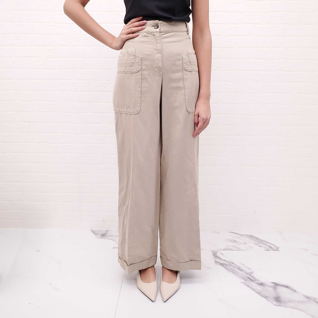 CHANEL KHAKI CARGO PANTS - SIZE 42