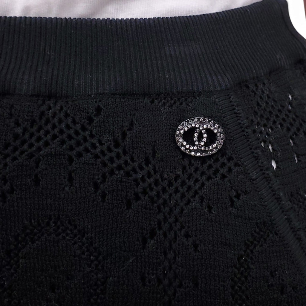 CHANEL LACE CROCHET BLACK TROUSERS - SIZE 34