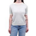 CHANEL LIGHT BLUE AND CREAM CASHMERE SWEATER - SIZE 42