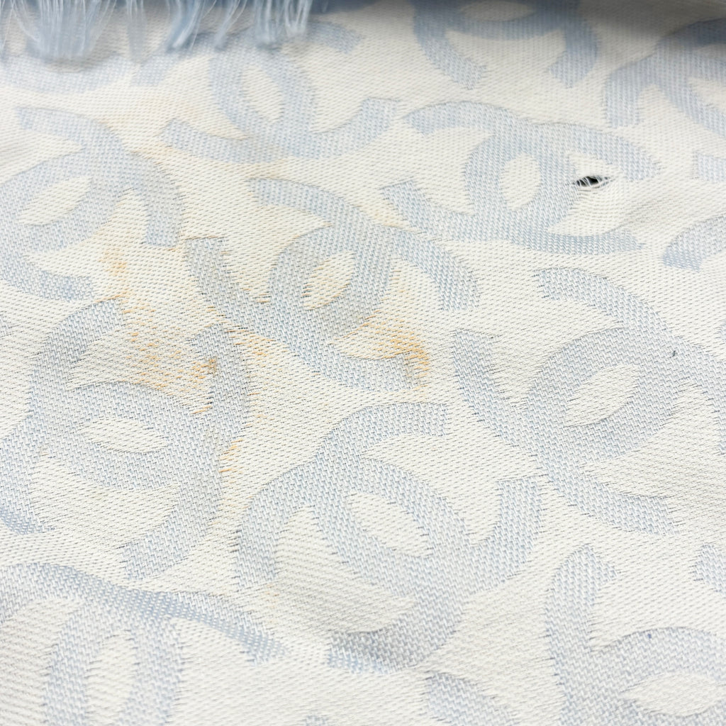 CHANEL LIGHT BLUE LOGO SCARF