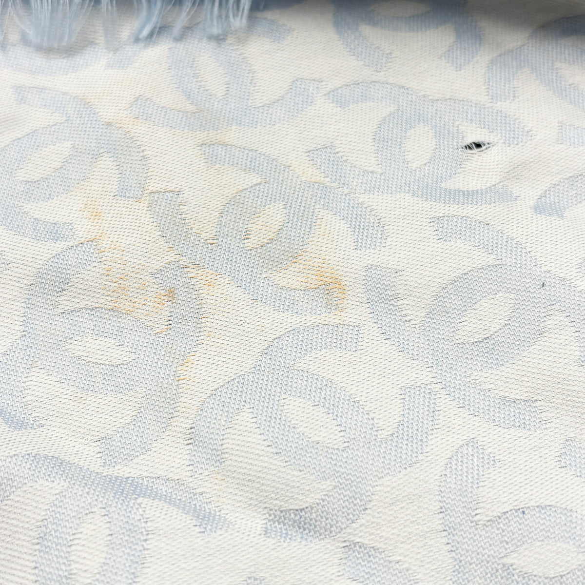 CHANEL LIGHT BLUE LOGO SCARF