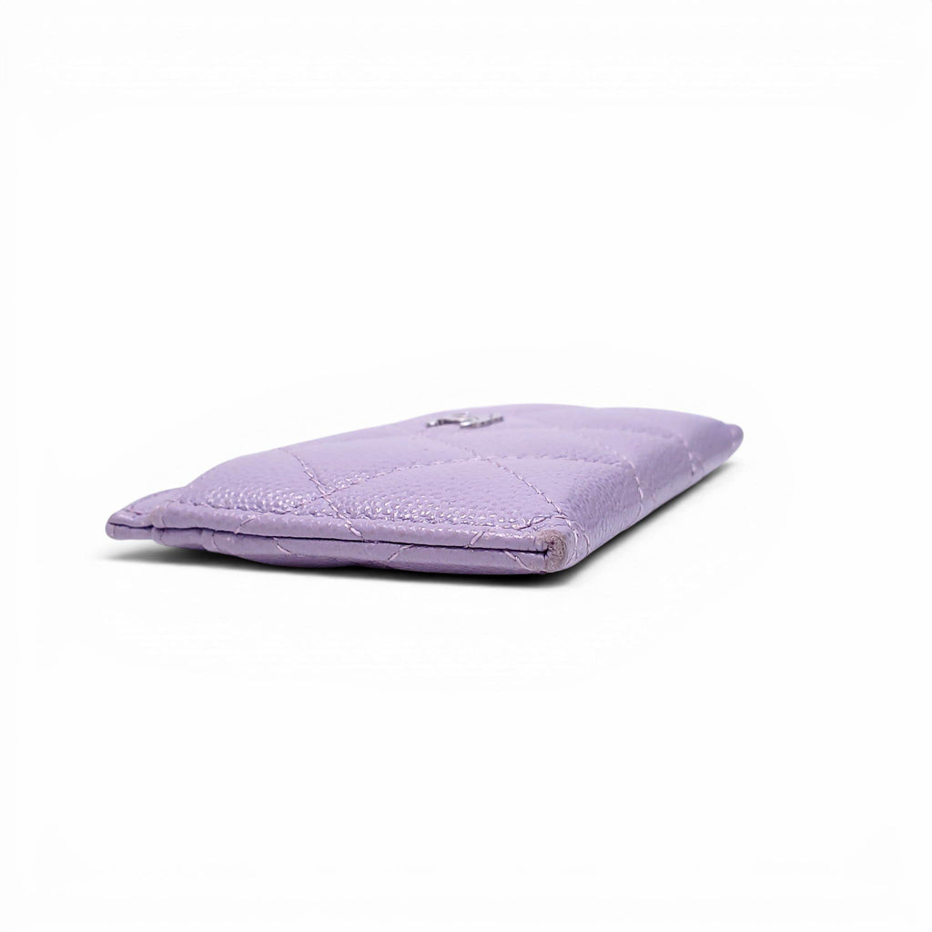 CHANEL LILAC QUILTED LEATHER CARD HOLDER