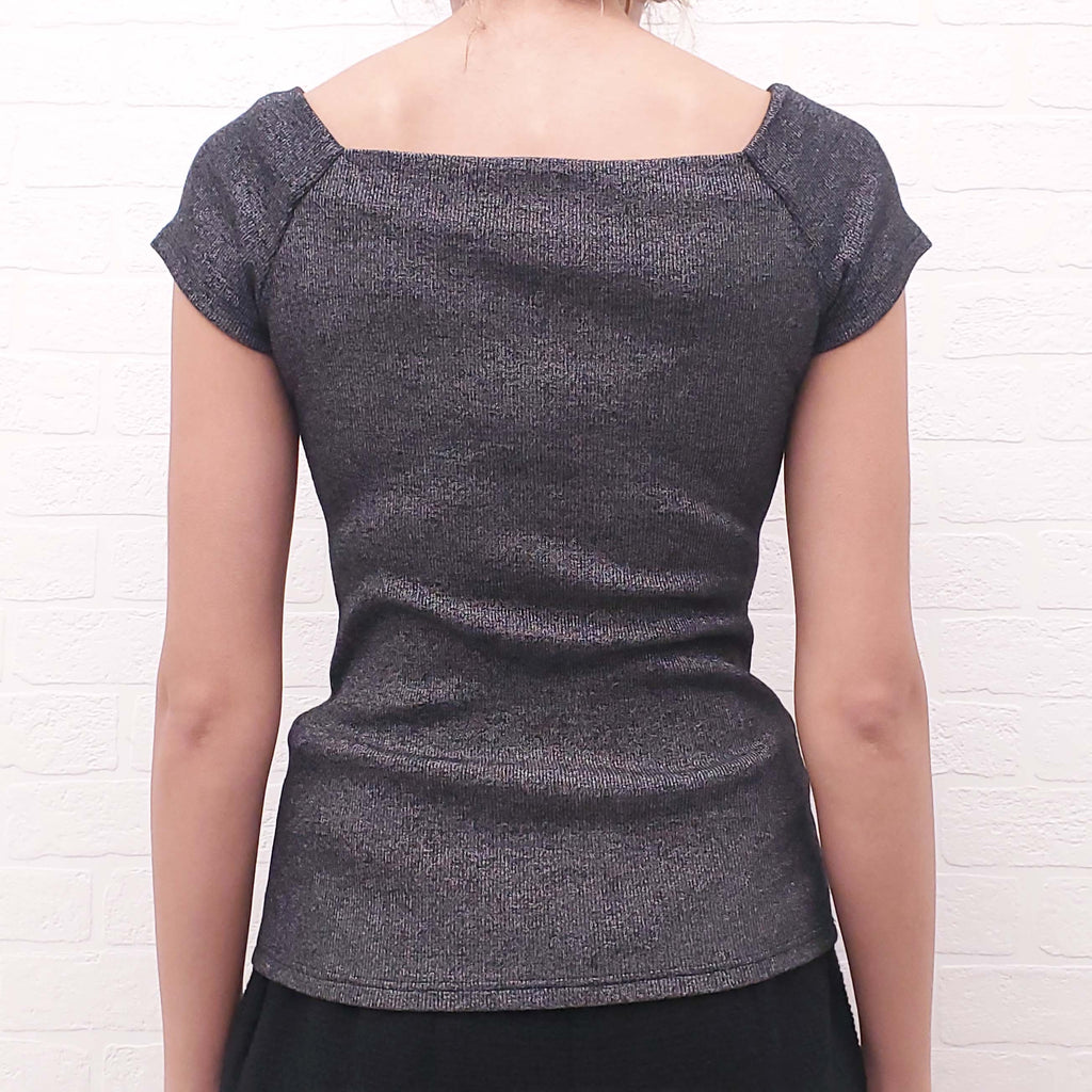 CHANEL METALLIC LOGO GEMS BYZANTINE CROSS EMBELLISHED TOP - SIZE 36