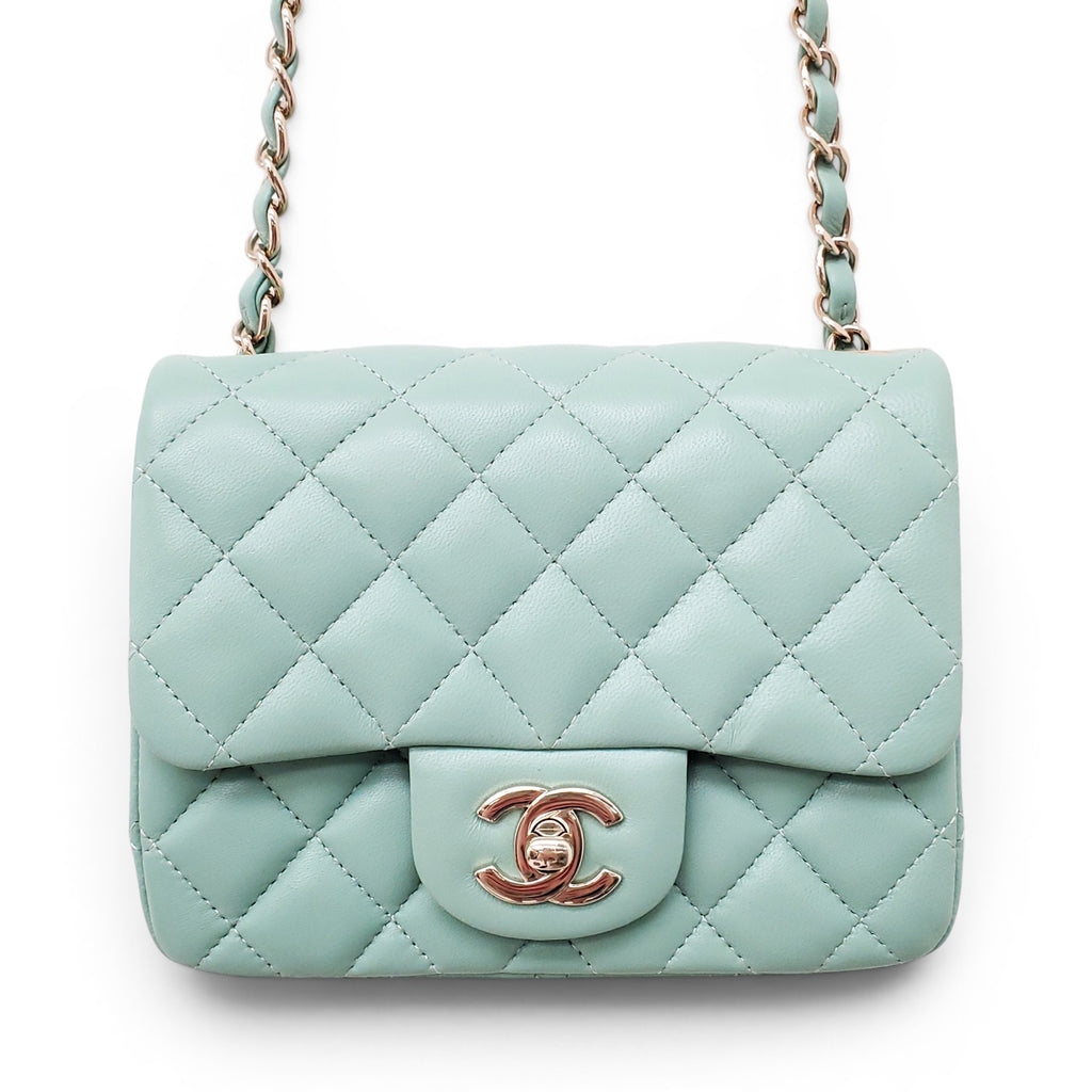 CHANEL MINT LAMBSKIN SQUARE FLAP BAG