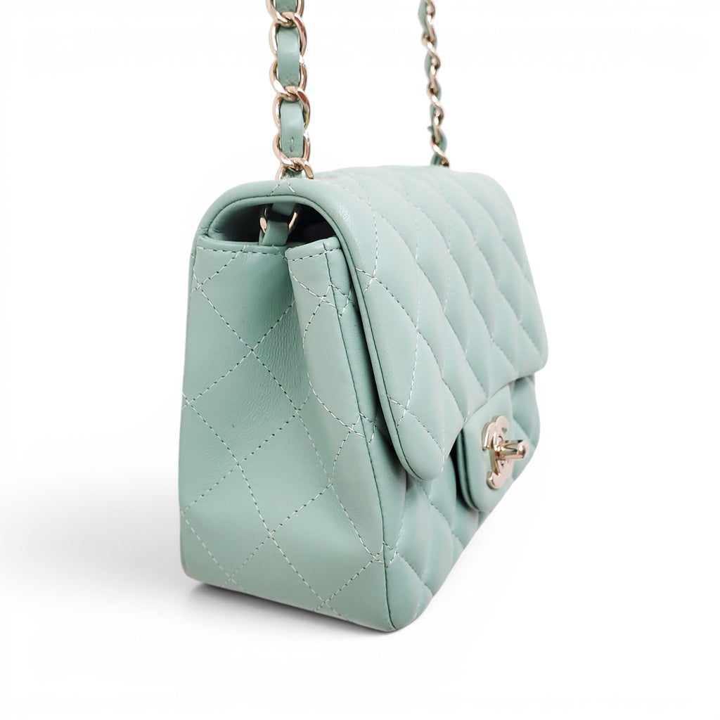 CHANEL MINT LAMBSKIN SQUARE FLAP BAG