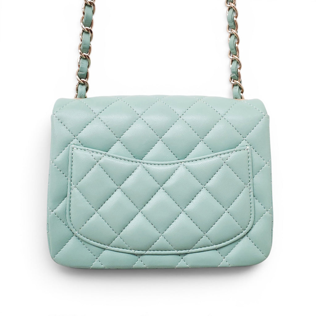 CHANEL MINT LAMBSKIN SQUARE FLAP BAG
