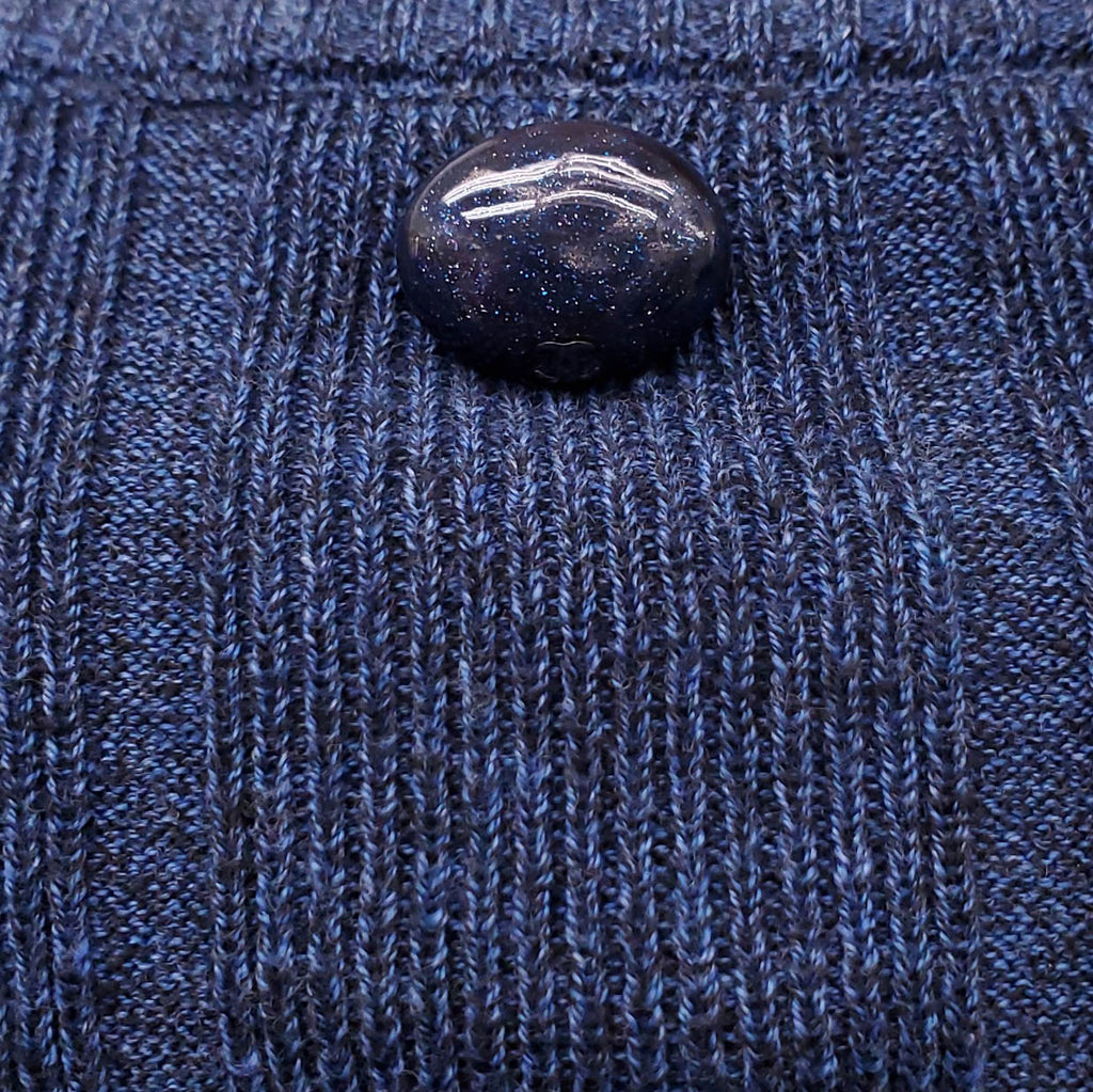 CHANEL NAVY BLUE COTTON KNIT BOW APPLIQUE SWEATER TOP - SIZE 38