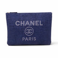 CHANEL NAVY RAFFIA DEAUVILLE CLUTCH