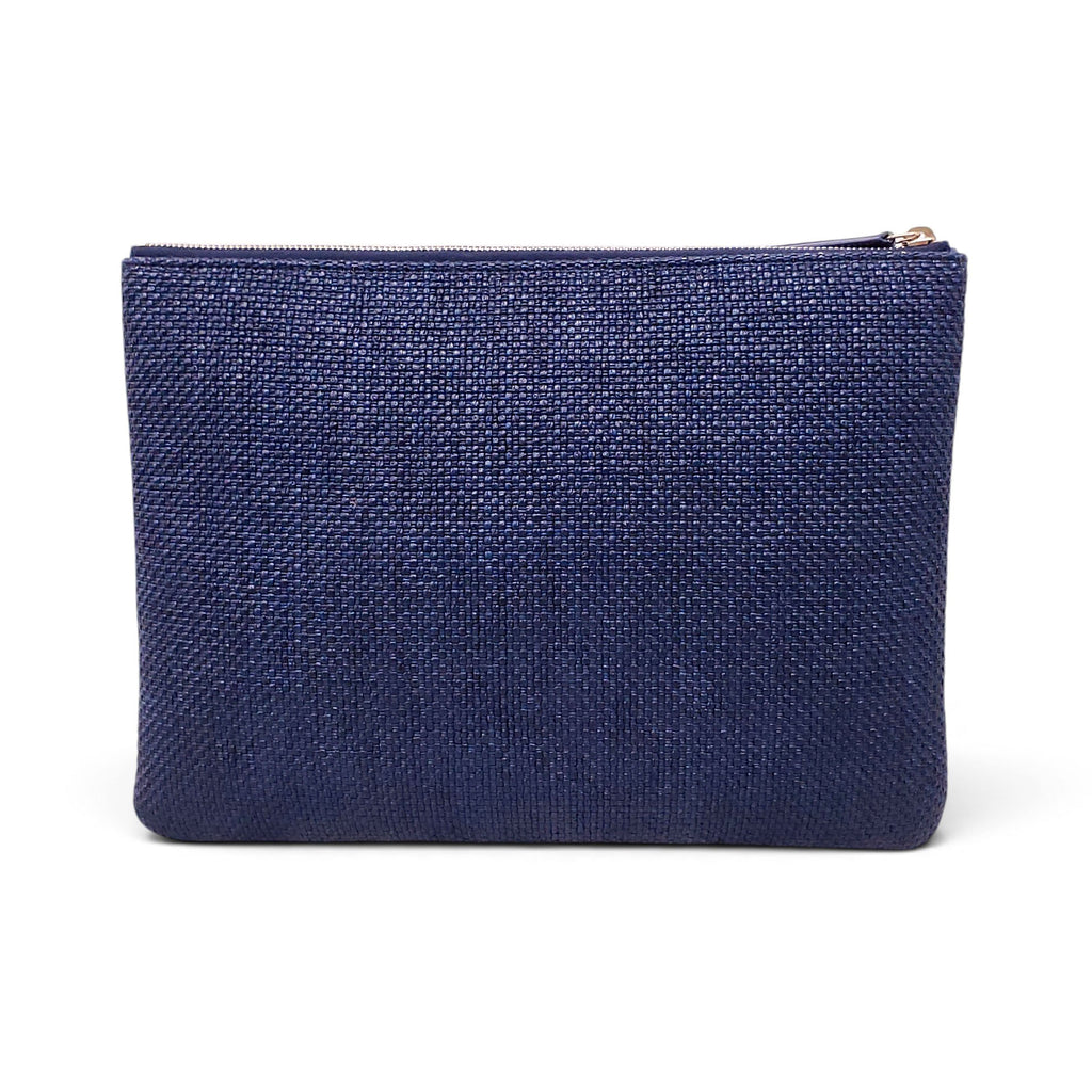 CHANEL NAVY RAFFIA DEAUVILLE CLUTCH