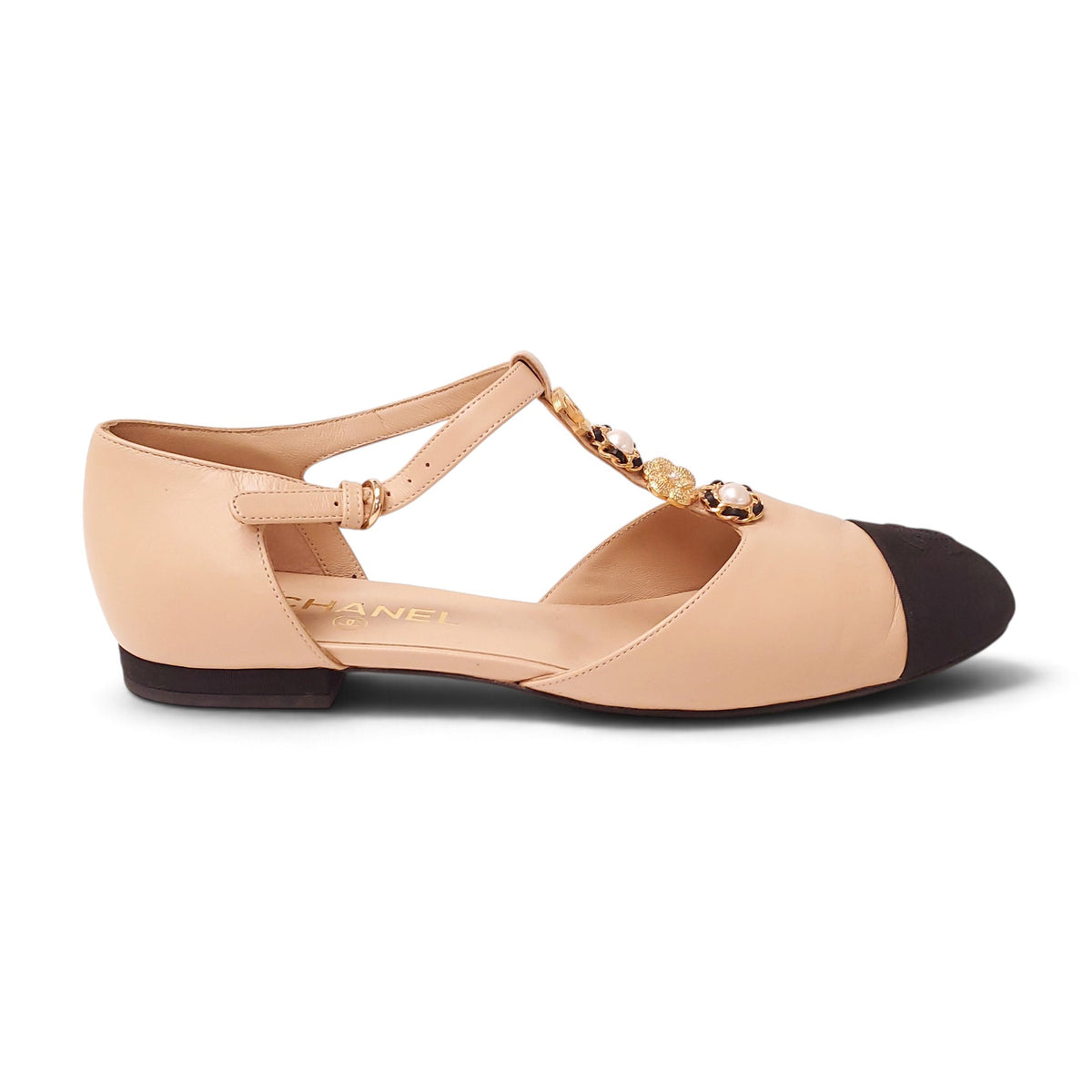 CHANEL 2025 INTERLOCKING CC LOGO MARY JANE FLATS - SIZE 40