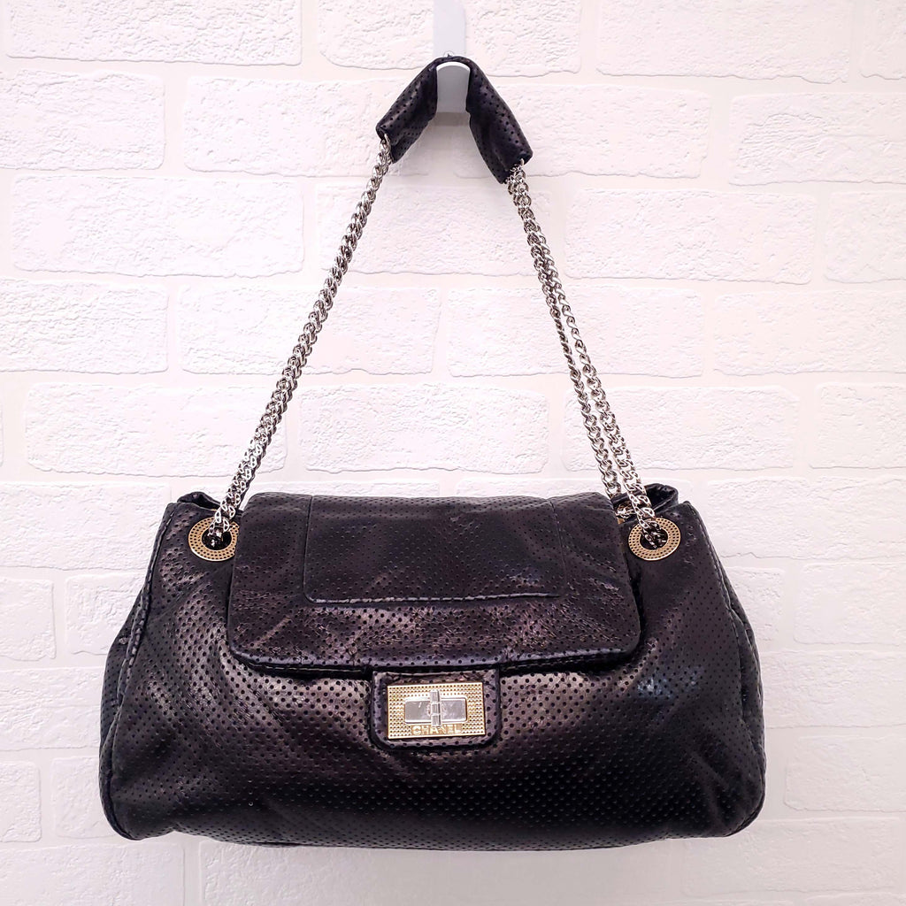 CHANEL PERFORATED DRILL ACCORDION FLAP BAG