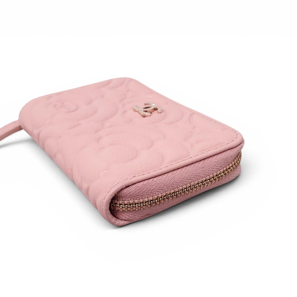 CHANEL PINK CAMÉLIA ZIP-AROUND WALLET