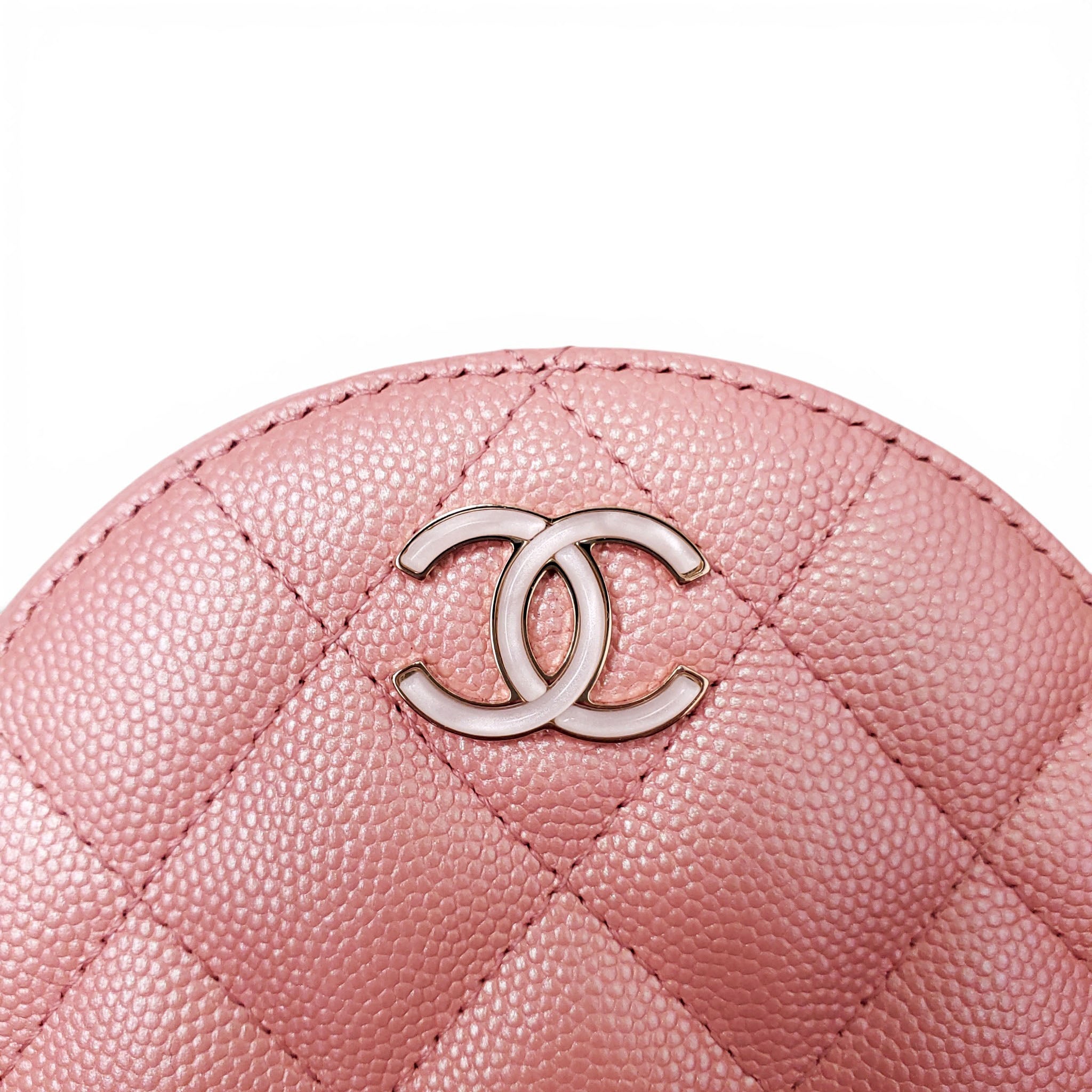 CHANEL PINK IRIDESCENT CAVIAR LEATHER ROUND CROSSBODY BAG