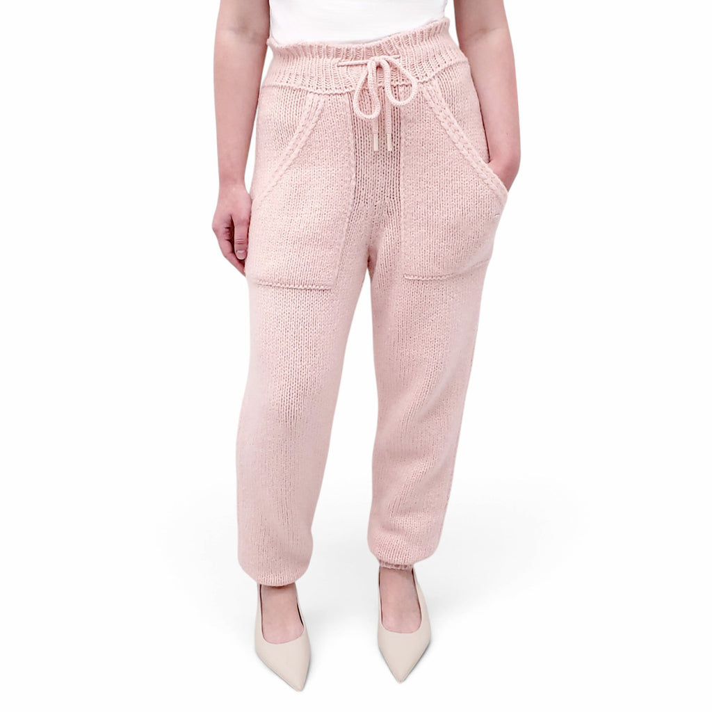 CHANEL PINK KNIT CROCHET TROUSERS - SIZE 36