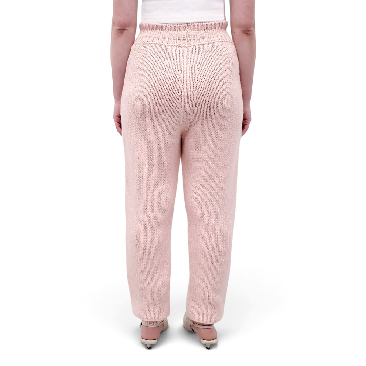 CHANEL PINK KNIT CROCHET TROUSERS - SIZE 36