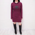 CHANEL PURPLE CHEVRON LOGO SWEATER DRESS - SIZE 36
