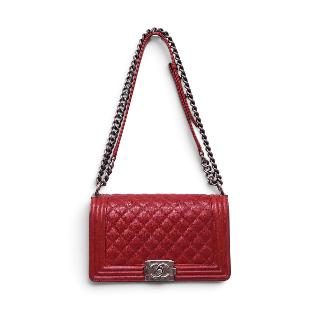 CHANEL RED CAVIAR BOY BAG