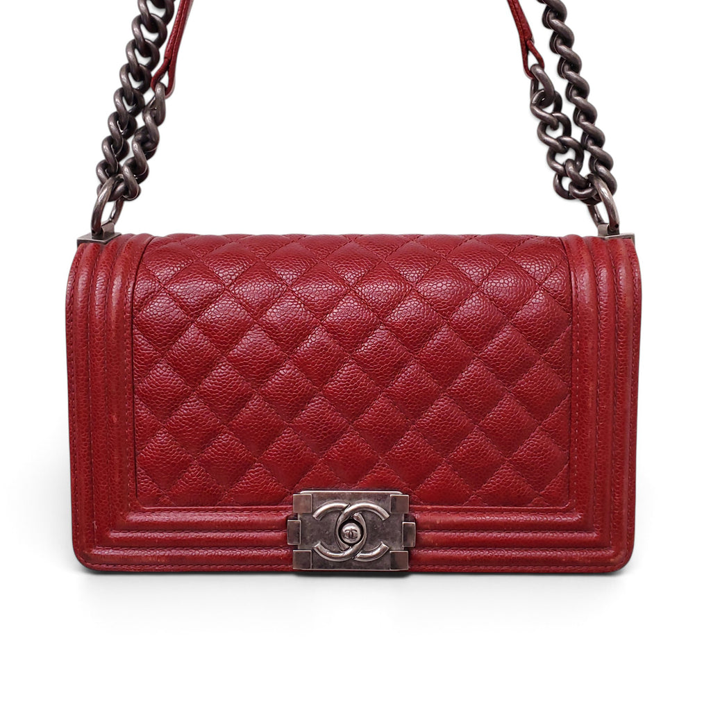 CHANEL RED CAVIAR BOY BAG