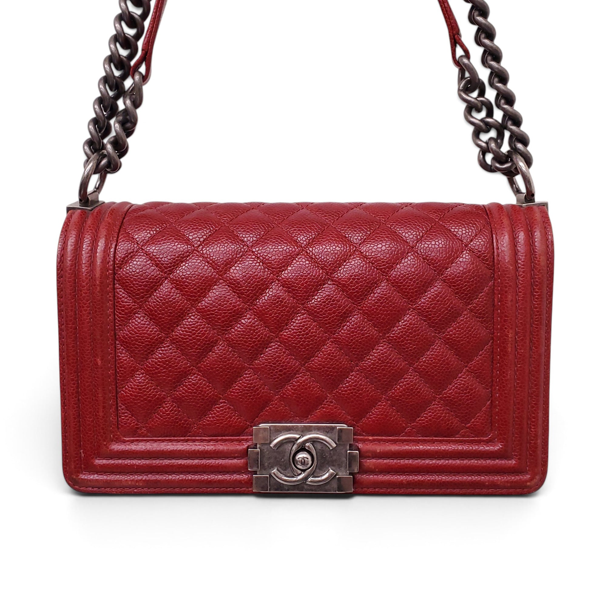 CHANEL RED CAVIAR BOY BAG