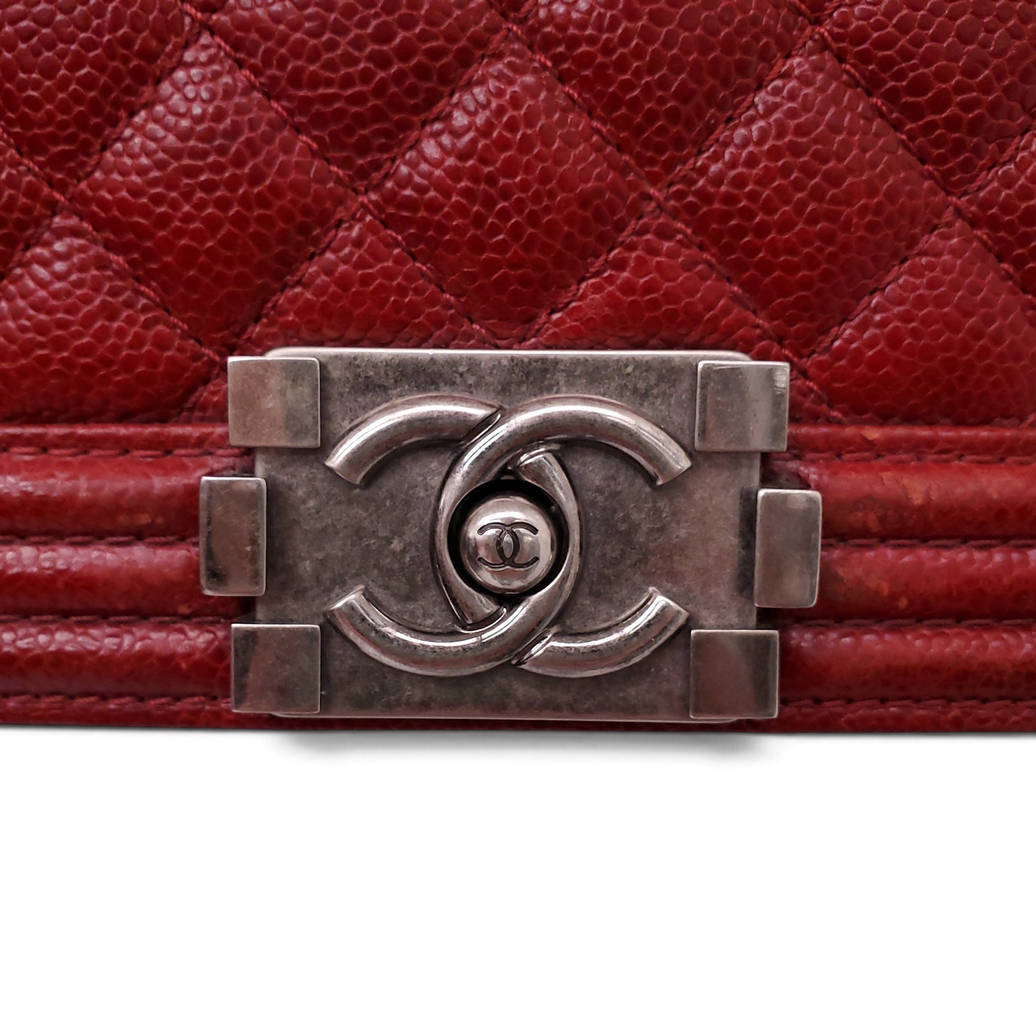CHANEL RED CAVIAR BOY BAG