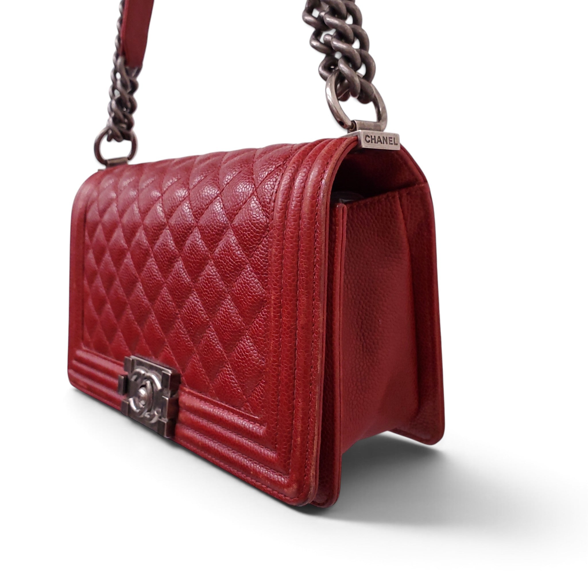 CHANEL RED CAVIAR BOY BAG