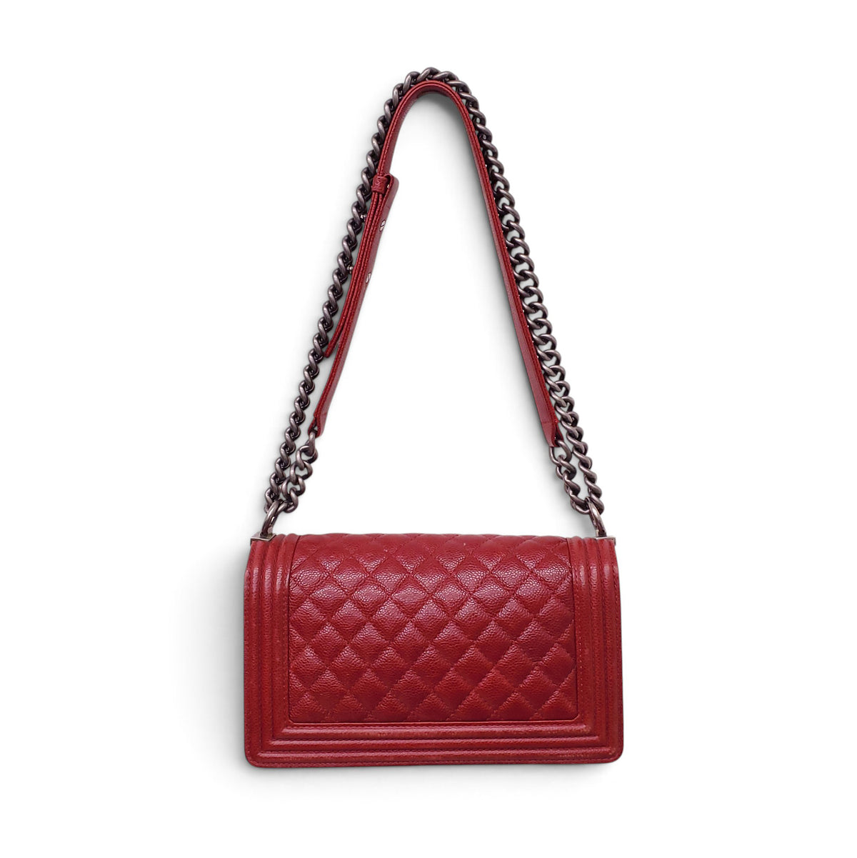 CHANEL RED CAVIAR BOY BAG