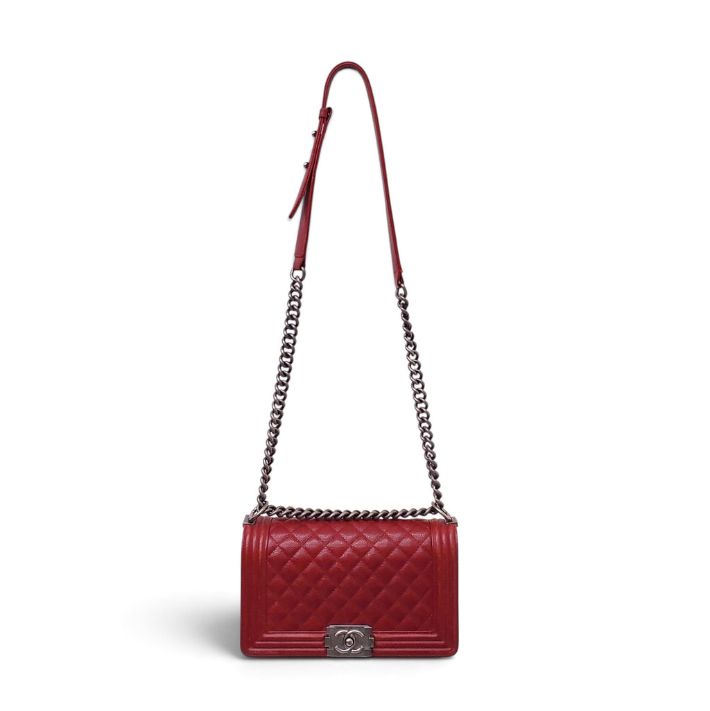 CHANEL RED CAVIAR BOY BAG