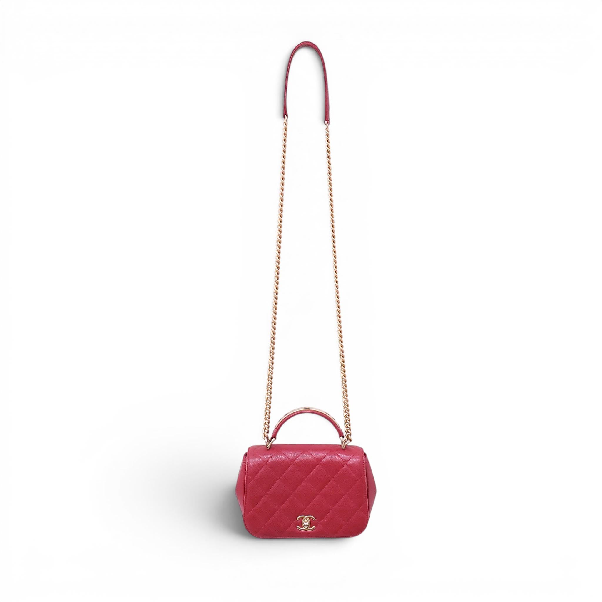 CHANEL RED QUILTED CARRY AROUND FLAP BAG
