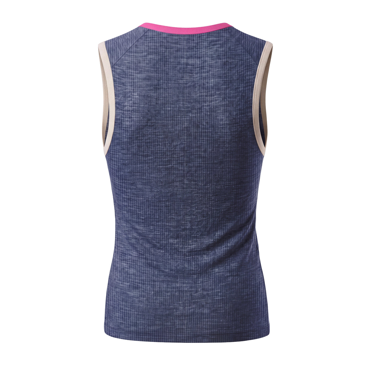 CHANEL RIBBED GREY PINK AND KHAKI TANK TOP WITH LOGO BUTTONS - SIZE 40