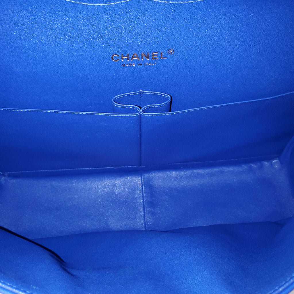 CHANEL ROYAL BLUE JUMBO QUILTED LAMBSKIN DOUBLE FLAP BAG