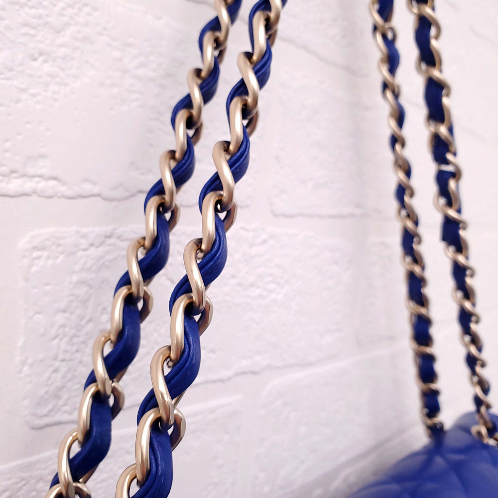 CHANEL ROYAL BLUE JUMBO QUILTED LAMBSKIN DOUBLE FLAP BAG