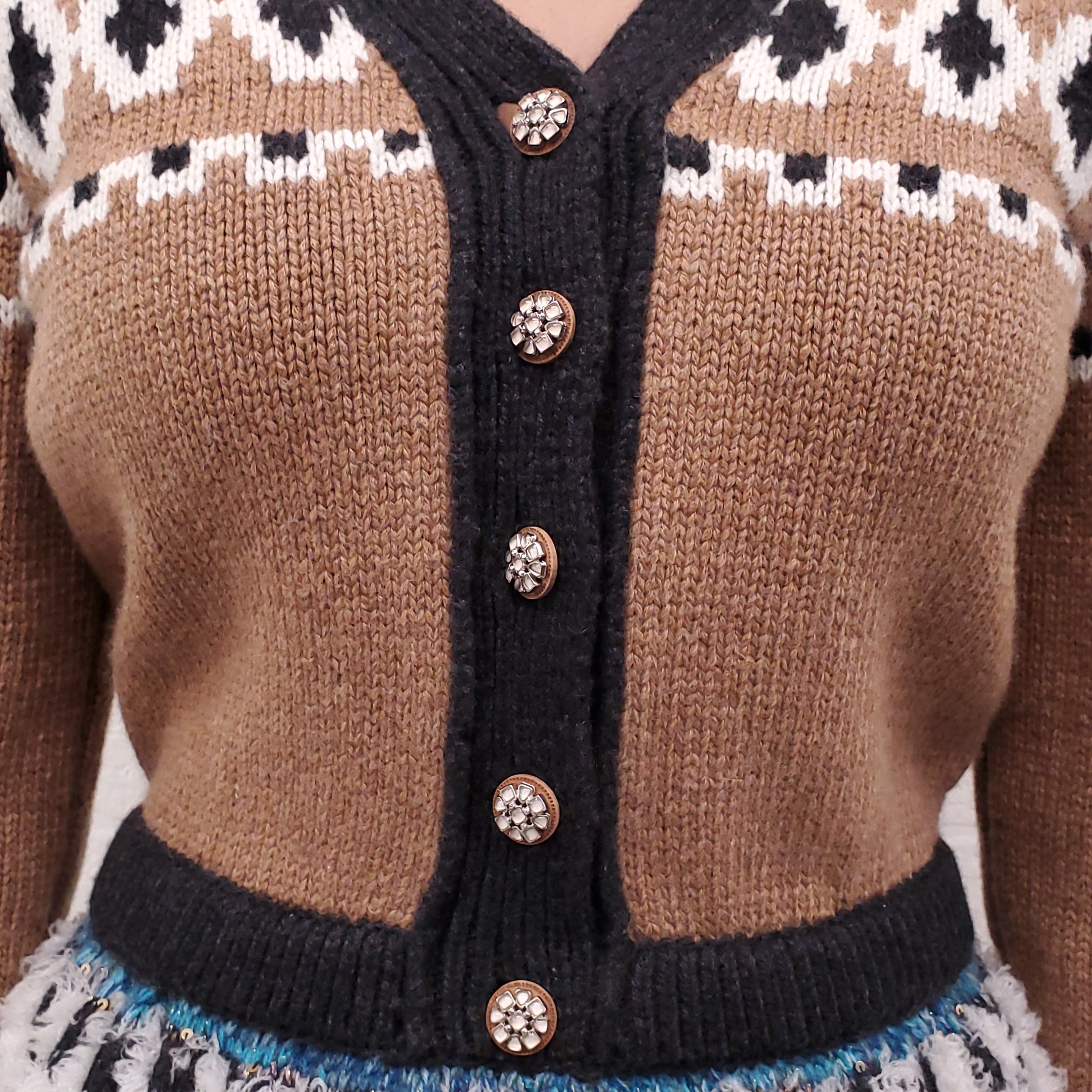 CHANEL RUNWAY CASHMERE BLEND KNIT DRESS WITH SEQUIN DETAIL - SIZE 36