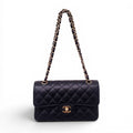 CHANEL SMALL BLACK CAVIAR LEATHER FLAP BAG