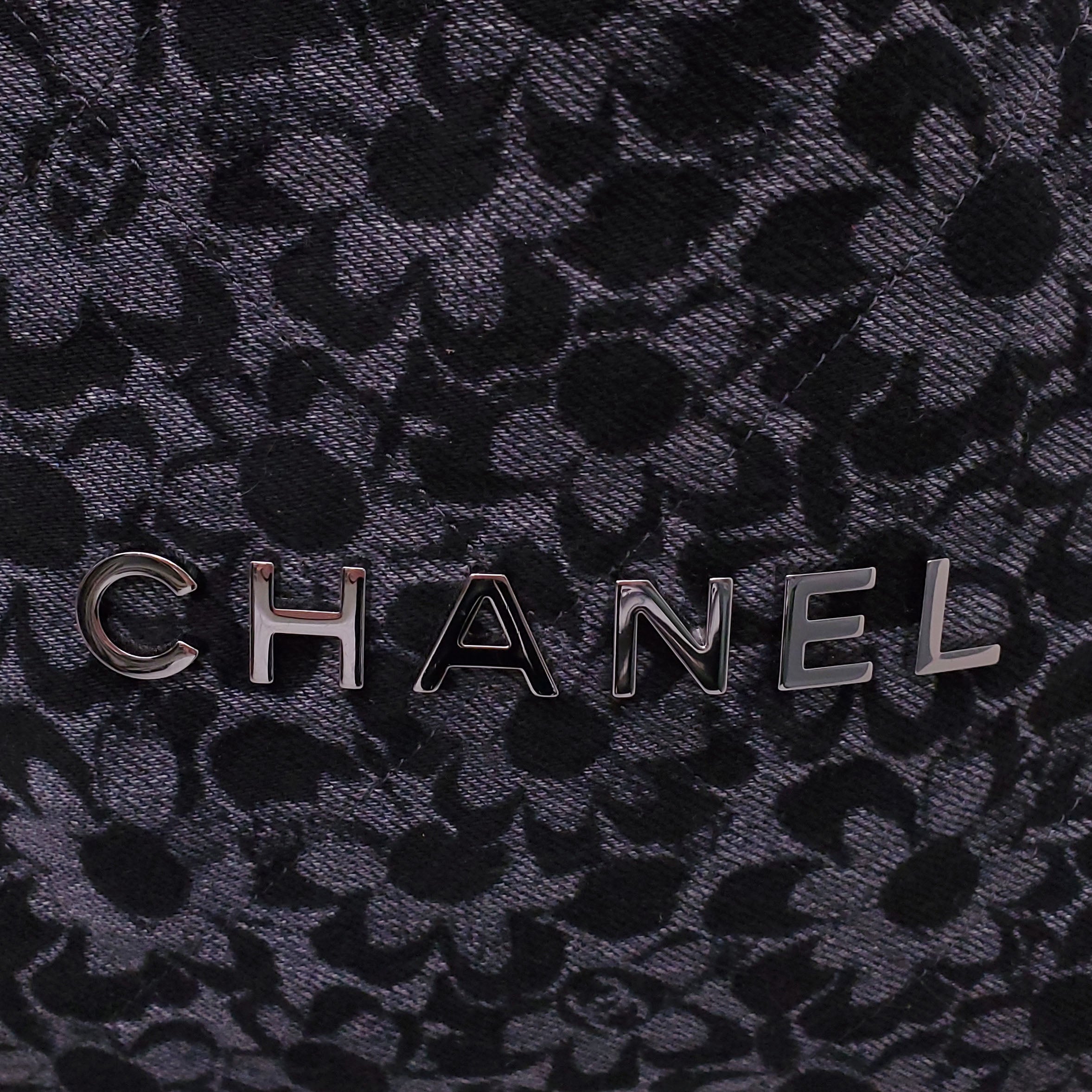 CHANEL SMALL DENIM 22 HOBO FLORAL PATTERN