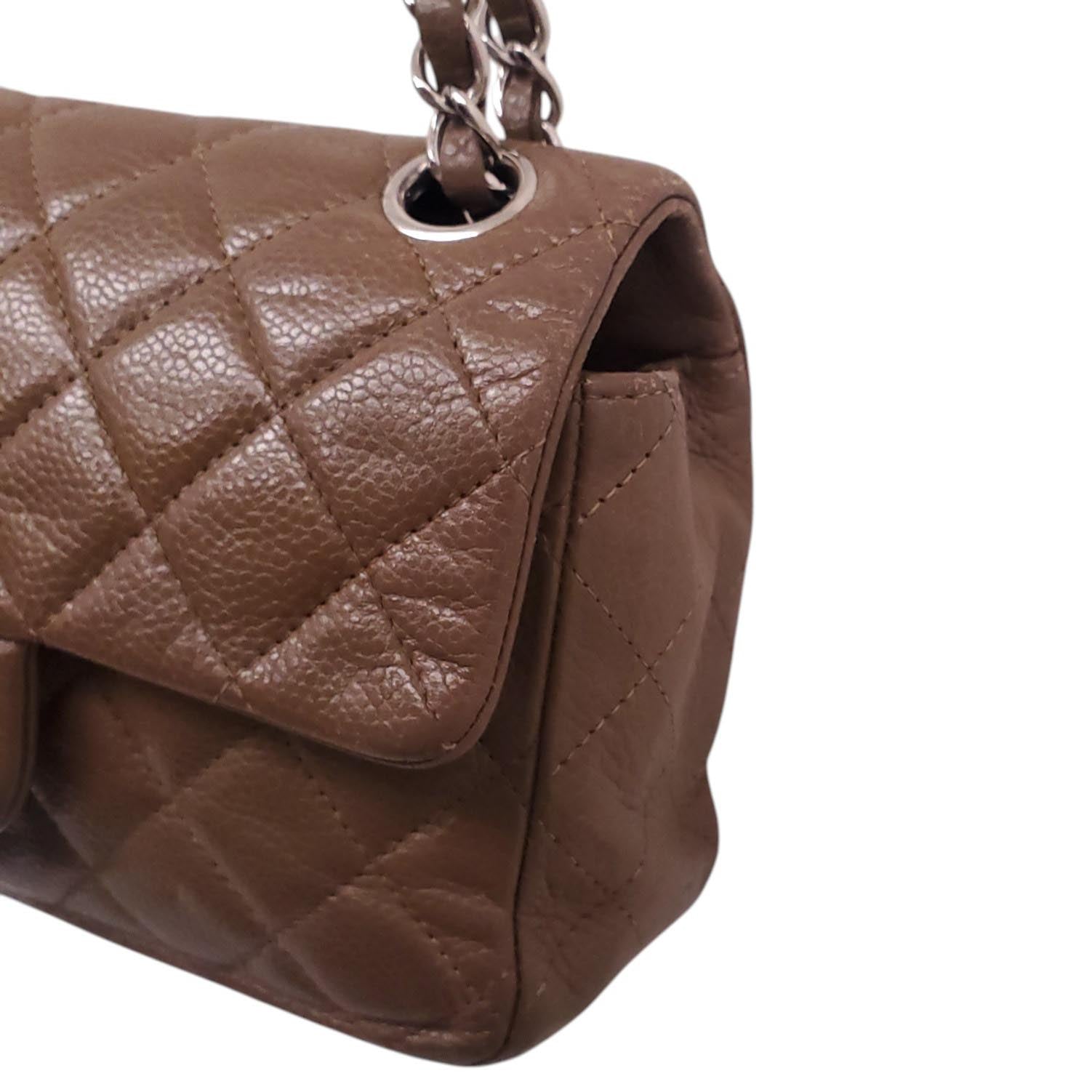 CHANEL TAUPE CAVIAR QUILTED MINI RECTANGULAR FLAP BAG