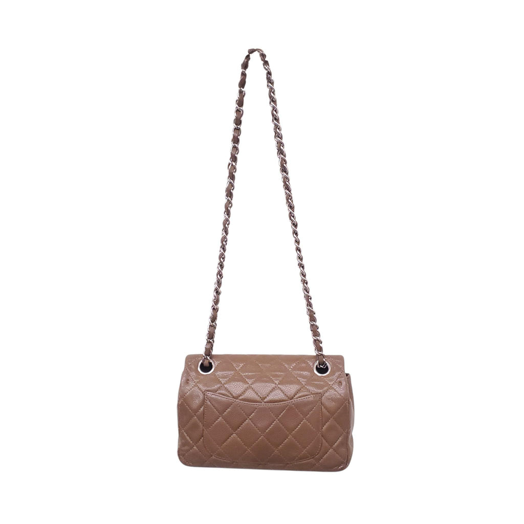 CHANEL TAUPE CAVIAR QUILTED MINI RECTANGULAR FLAP BAG