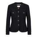 CHANEL TWEED JACKET WITH MATCHING SKIRT WITH GOLD LOGO BUTTONS - SIZE 42