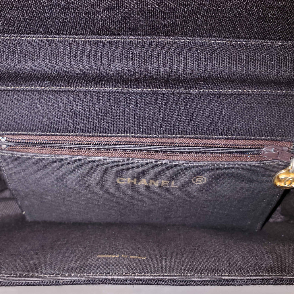 CHANEL VINTAGE BLACK FABRIC HALF MOON BAG