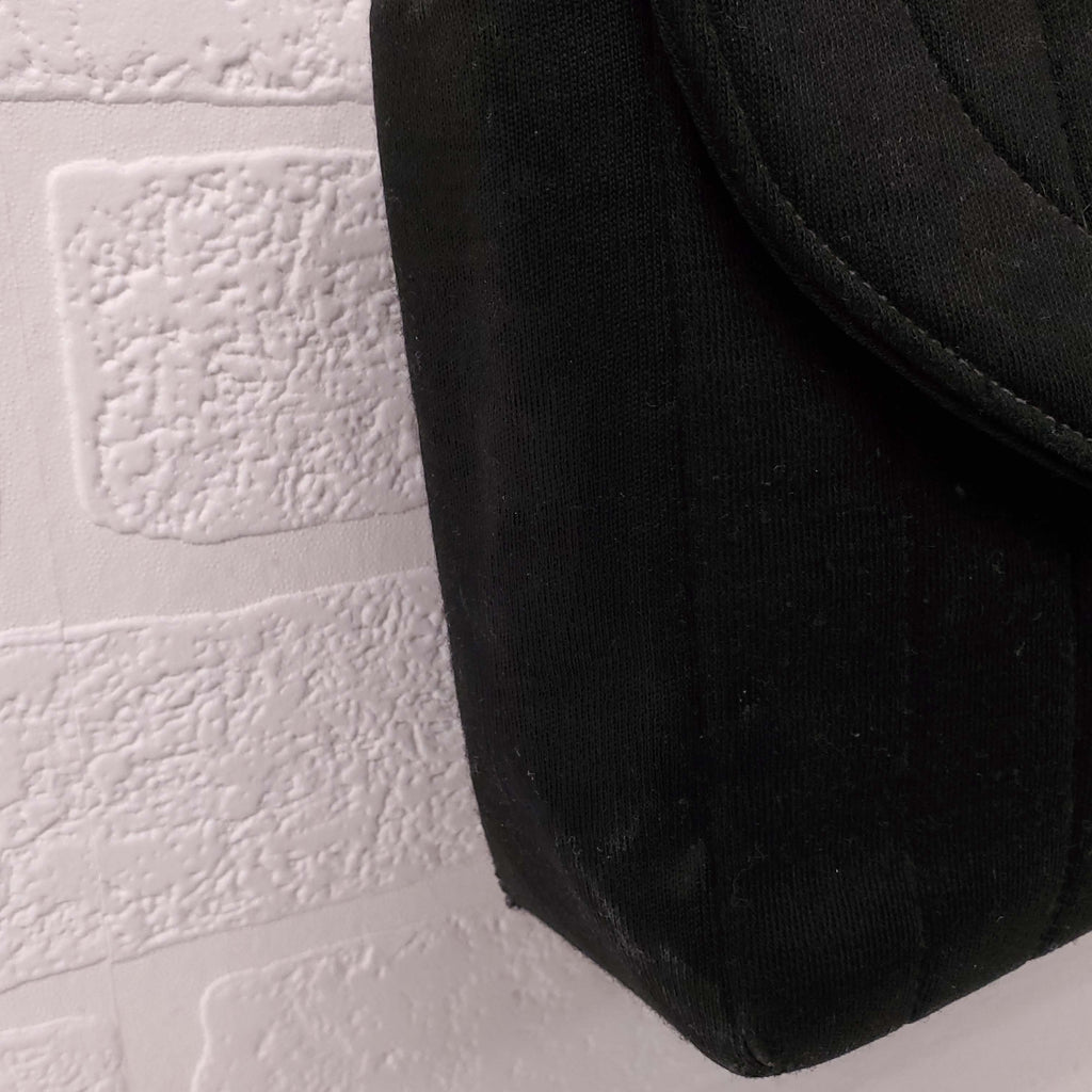 CHANEL VINTAGE BLACK FABRIC 'VERTICAL FLAP' BAG